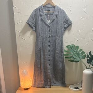 Quince Black and White Button-Up Midi Dress